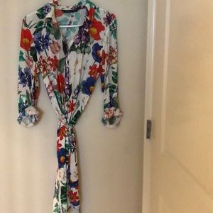 Zara Floral Button Down Shirt Dress